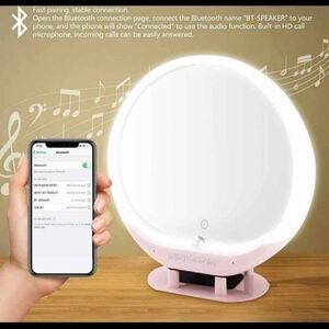 Bluetooth Speaker Mirror with LED Light - White